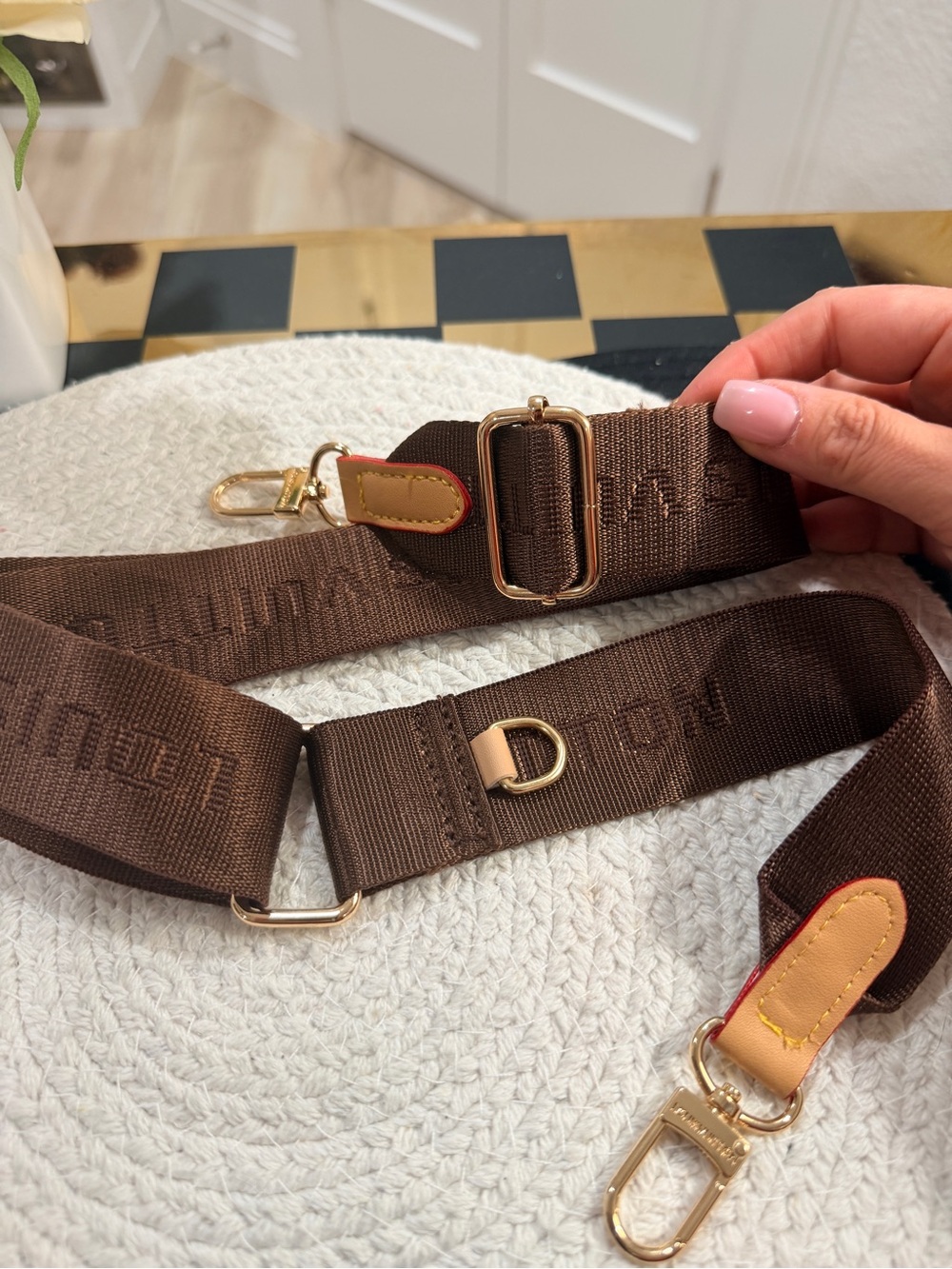 Brown Monogram Adjustable Crossbody Bag Strap | Gold Tone Hardware | New - Picture 2 of 7
